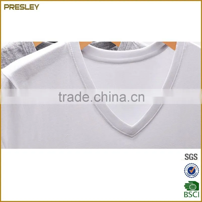 2016 high quality cheap bulk plain white breathable v neck short sleeve cotton t shirts