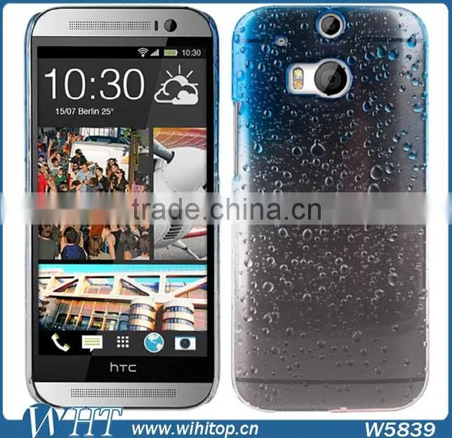 Ultra Thin Case for HTC One M8 Transparent PC Cover Raindrop Design