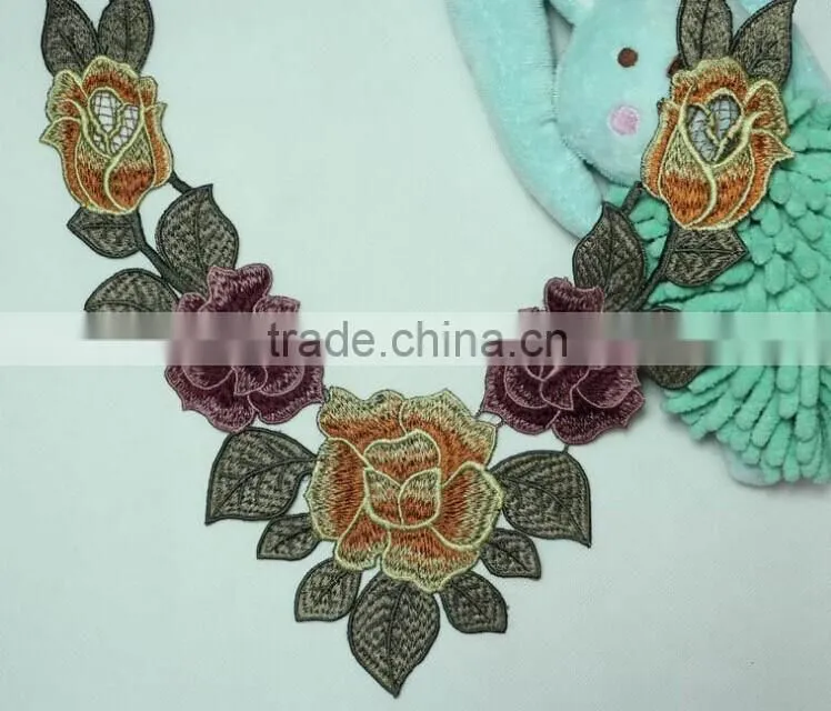 Women Multi-color E-thread Embroidery Lace Guipure Lace Collar for Tang Suit