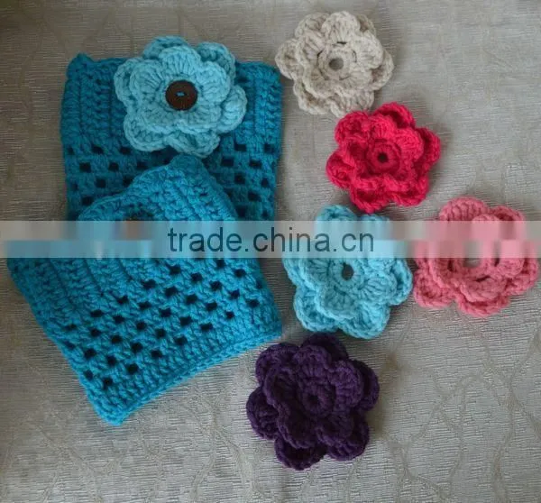 varies colors flower crochet patterns for knitted leg warmers