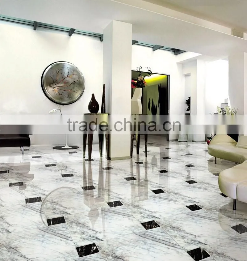 White jade micro crystal tiles, glass polished porcelain shinning floor tile black texture