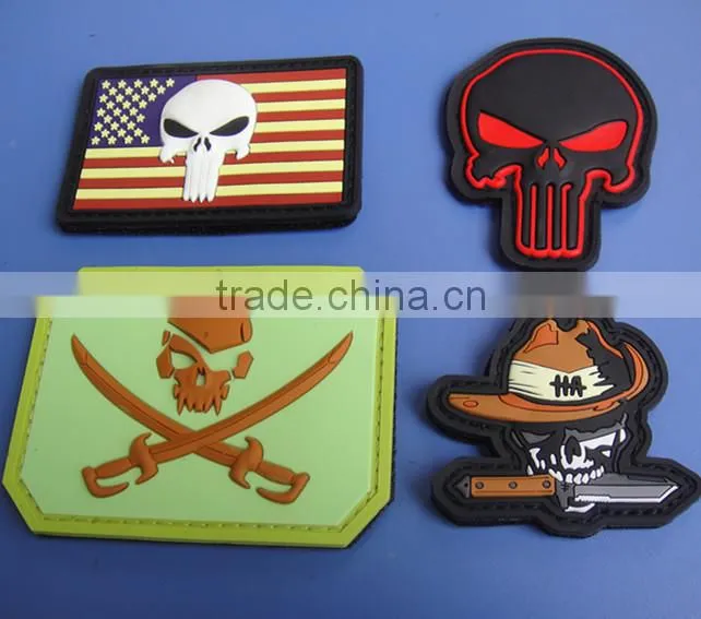 Custom glow in the dark patch/patch label/pvc patch