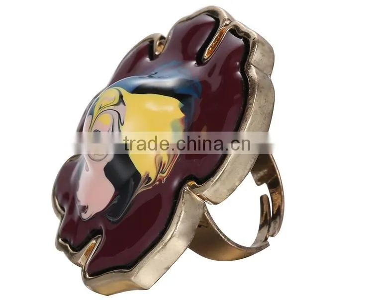 wholesale jewelry mix color oil painting adjustable fashion ring jewelry