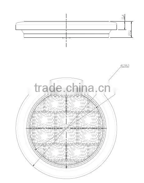 New designed 24V 4 Inch Round Truck LED Tail Lamps
