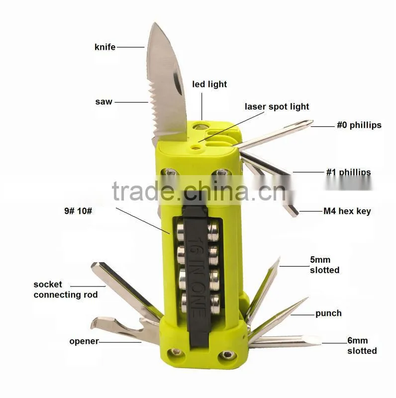 DIKE multi tool with led, multi swiss knife, multi-functional tool set