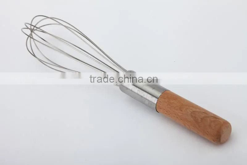 high quality 5 wire stainless steel egg whisk with wooden handle