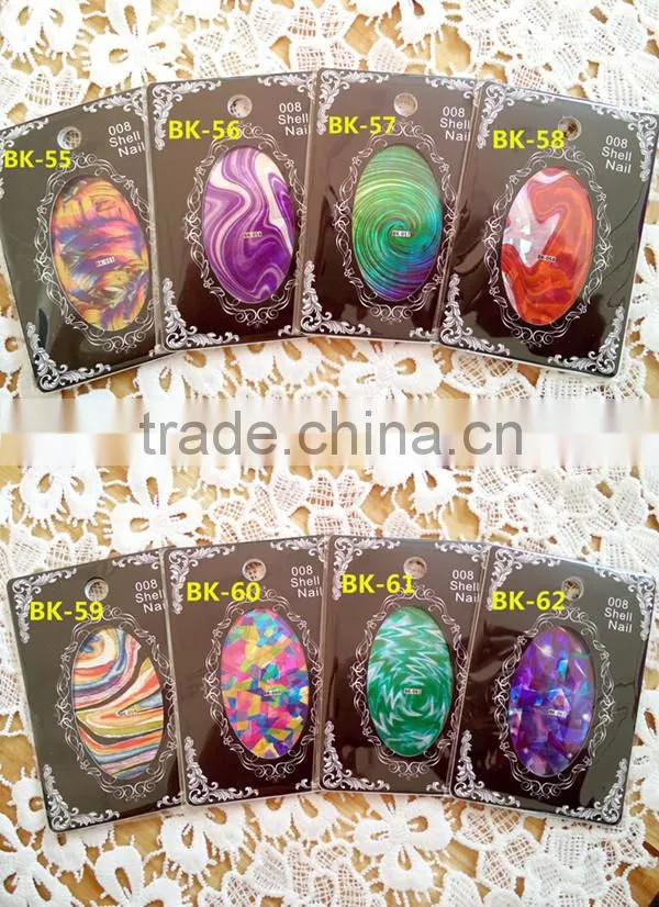 DIY Laser Glass Paper Nail Stickers,Wraps Decorations Shine Colorful Glitter Decals Plastic Shell Japanese Nail