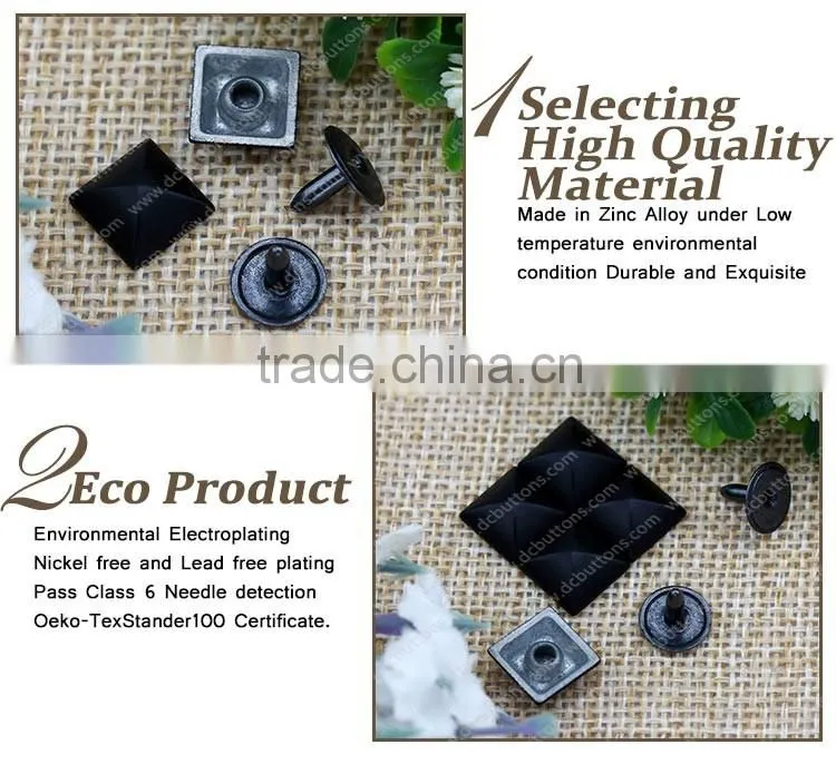 Black square shape alloy fashion jeans rivet for ciothing accessory