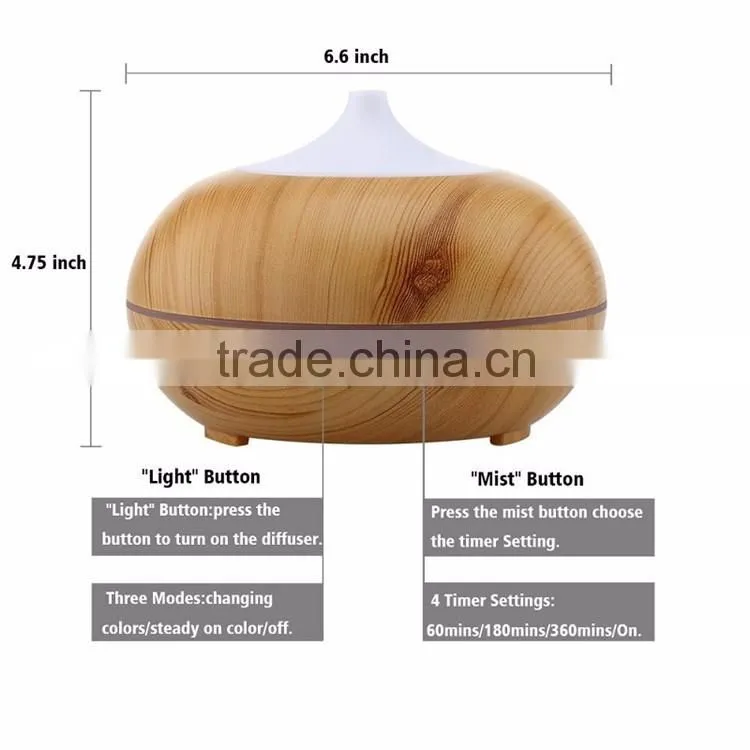 300ml Anion Ultrasonic Aromatherapy Wood Grain Aroma Diffuser For Yoga Room
