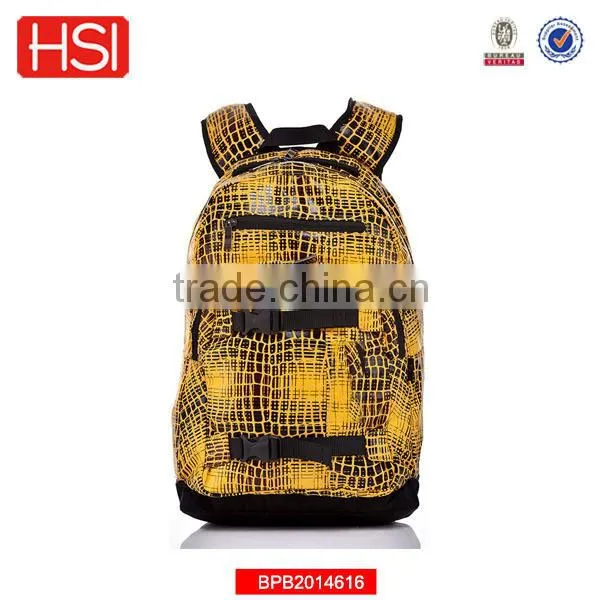 polyester backside and front pocket leather backpack