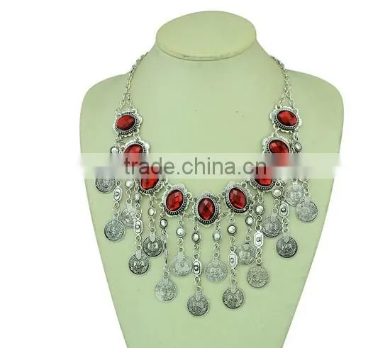 2016 new Fashion Women's Turquoise Statement Tassel Choker Collar Ethnic bohemian necklace