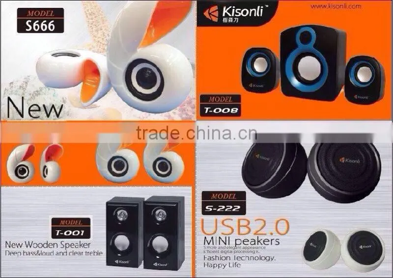 Professional Computer Speakers Wooden Sound Box, USB 2.0 Mini Audio Multimedia Speaker