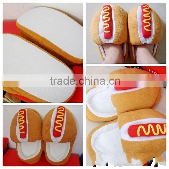 Fun creative bread food plush slippers