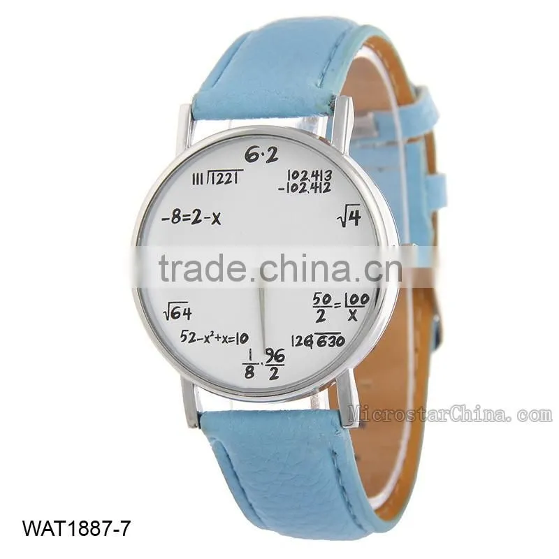 Creative Personalized Mathematical Formula Pink Leather Wrist Watch