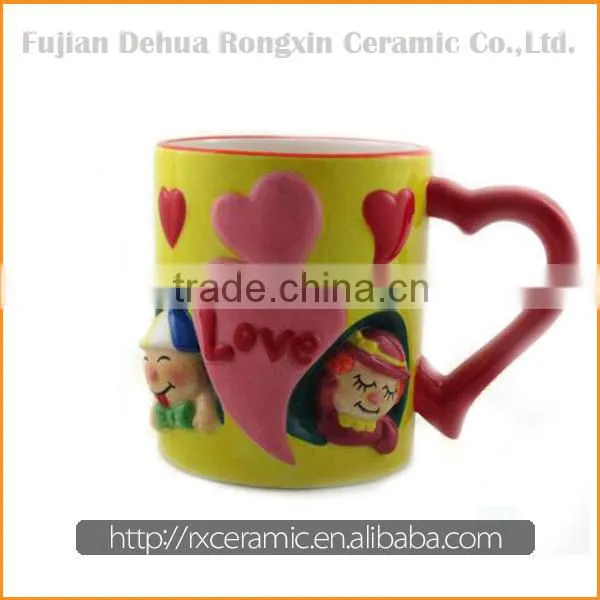 Hand-painted 3D lovers souvenir coffee mug