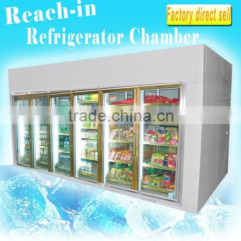 Supermarket Drinks Display Cold Room with Glass Doors