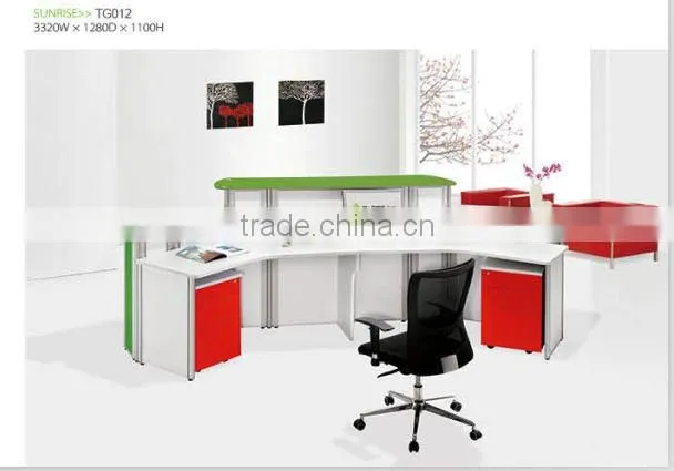 2012 hot sale TG012 office furniture commercial glass front desk