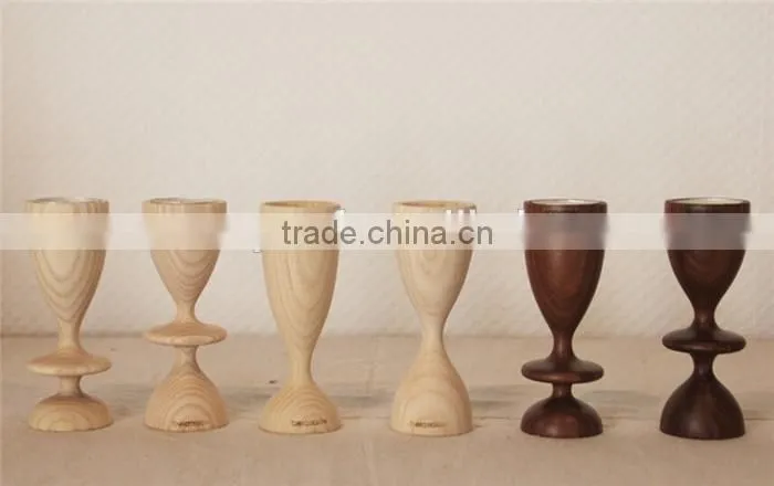 Custom carved smooth wooden candle holder