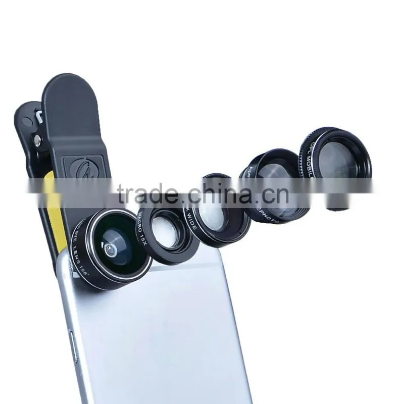 5 in 1 phone lens mobile phone camera wide angle macro fisheye zoom filter 5pcs camera lens set for iPhone Samsung Huawei