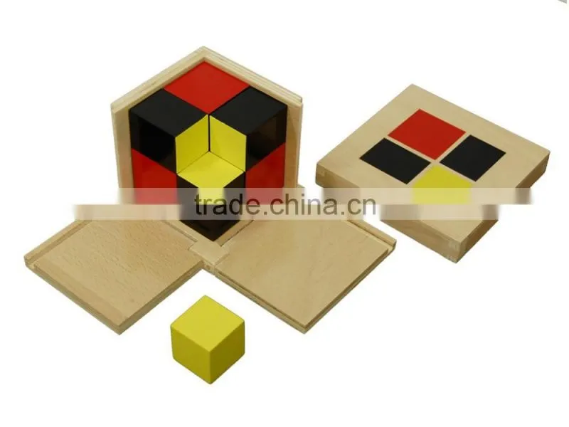 Wooden montessori sensory toys for algebraic binomial cube