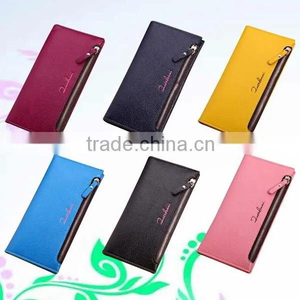 Fancy credit card holder with single zipper design hand purse for ladies