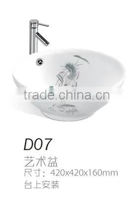 D01 Bathroom ceramic hand decal porcelain wash basin