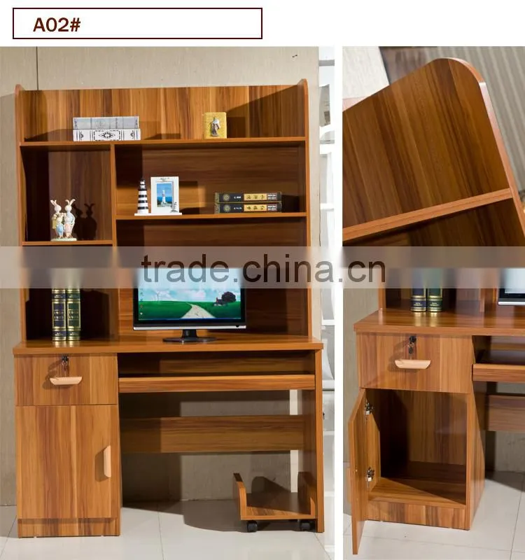 Panel furniture computer desk with bookshelf