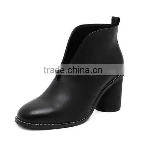 2016 black thick heel ankle boots wood heel ankle boots PJ4392