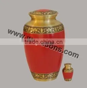 Handmade Stylish Metal Cremation Urns in small and large sizes in brass and aluminium with decoration