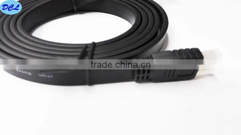 Black flat HDMI cable with gold plated