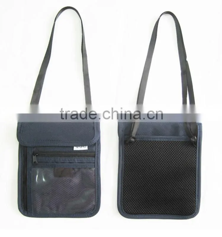 Fashionable new design holder hidden RFID neck wallet for travel 2016