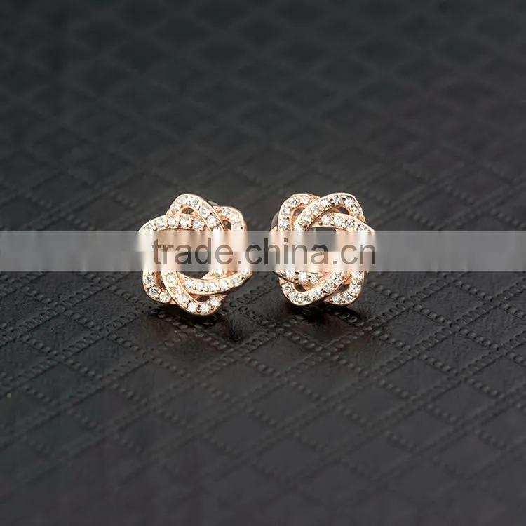 Pave setting cz diamond pressed stud silver earrings, 2015 latest fashion model in promotions