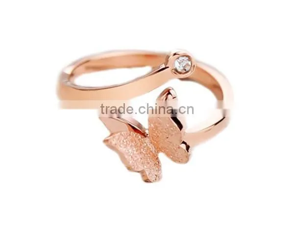 Neoglory Jewelry Fashion rose gold butterfly 316L stainless steel ring for women