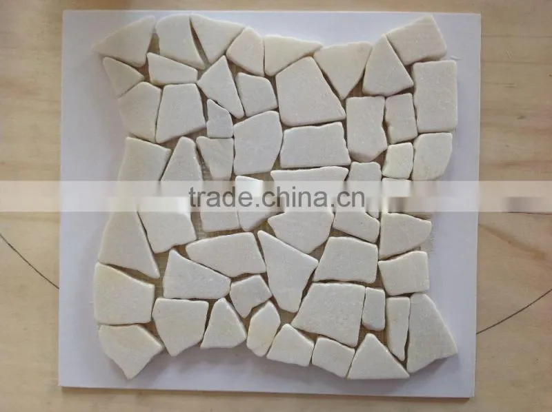 natural stone mosaic with white round pebble stone