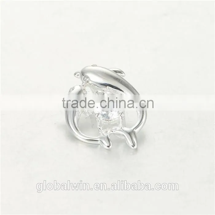 S925 Sterling Silver Lovely Animel Dolphins Crystal Pendant For Necklace