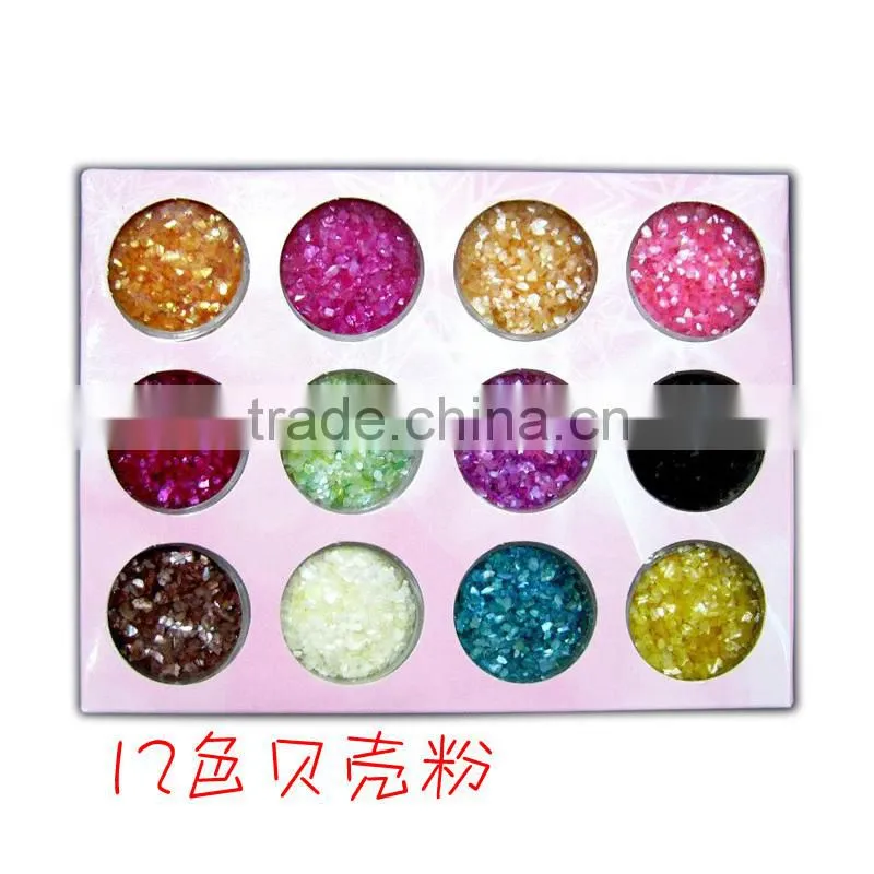 H1-021 12COLORS Crashed shell powder , nail art fine powder ,nail decoration ,Sea Jems