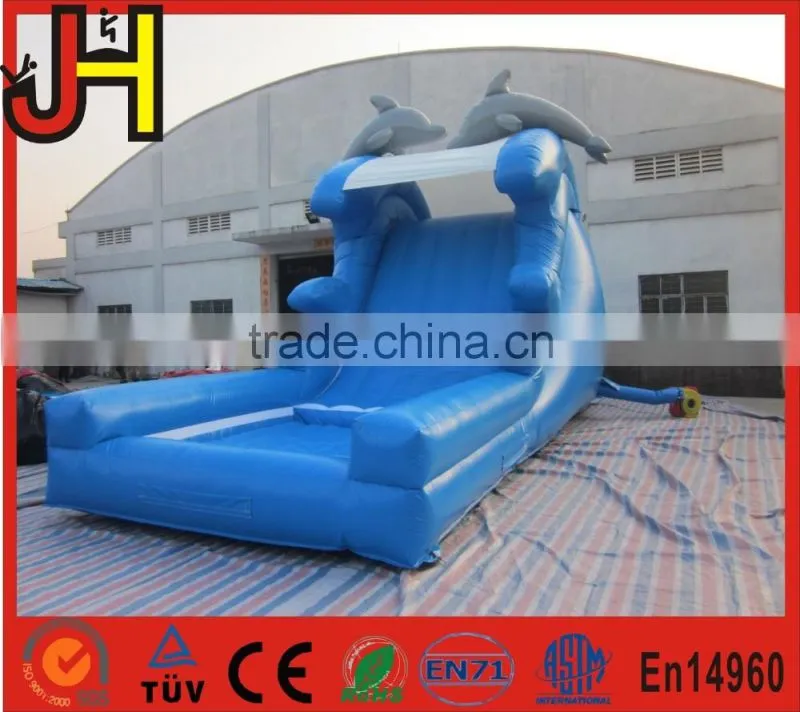 Popular 0.55mm PVC inflatable dolphin water slide with CE/ EN14960 certificate