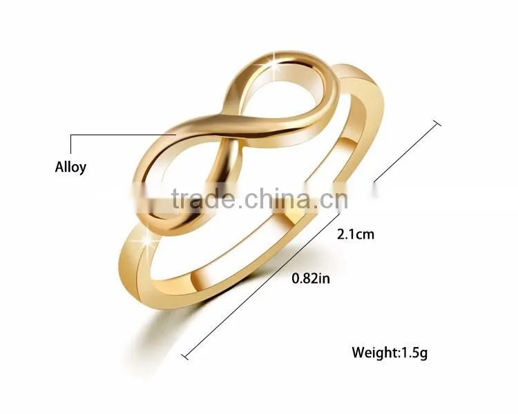 Alloy plated girl's lovely jewelry bowknot rings gold
