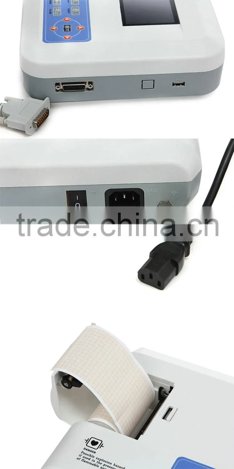 High resolution 480*270 wider Touch screen portable Standard 12 Lead ecg soft keyboard control