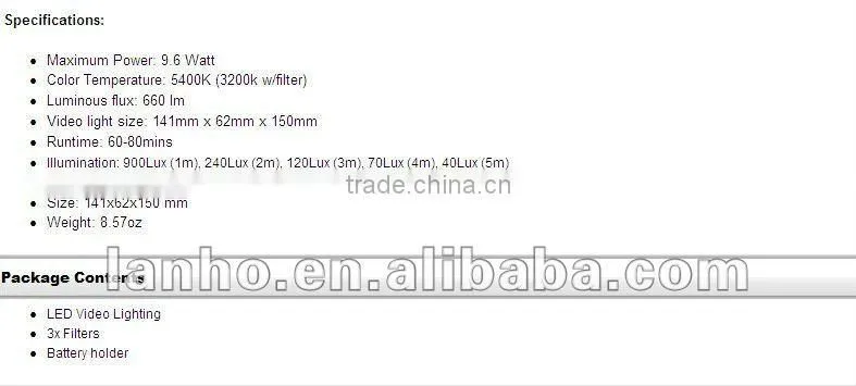 CN-160 LED Video Light for Camera DV Camcorder Lighting