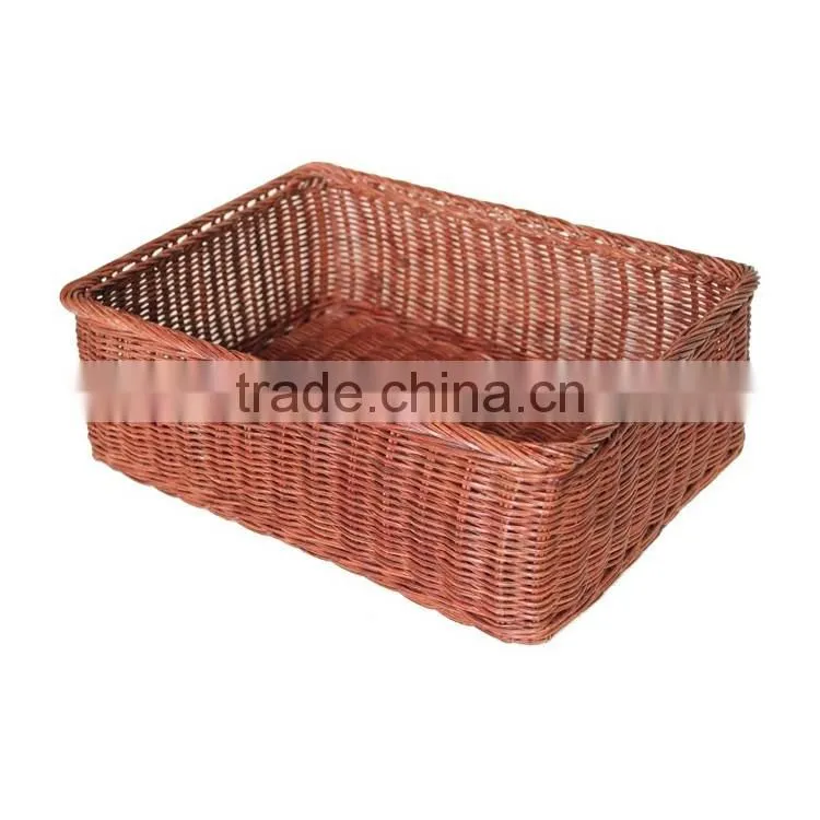 S&D Factory wholesale Wicker Rectangle Basket for Bread , Fruit,Sandwiches storage basket with cover