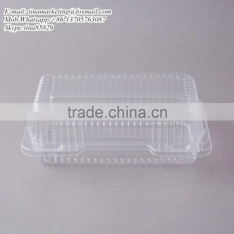 Durable Packaging Deep Clear Hinged Plastic Container, BOPS Clamshell Food Take Away Box for Cake, Hotdog