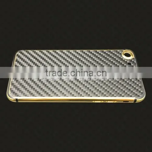 Carbon fiber metal cover for iPhone7 24k gold plated back housing