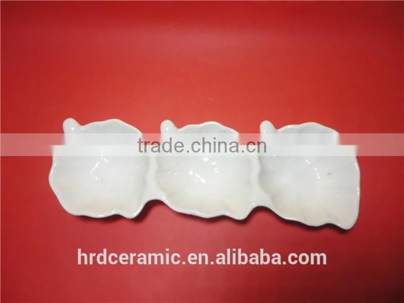 Stocked wholesale best prices porcelain bowl ceramic dish leaf shape