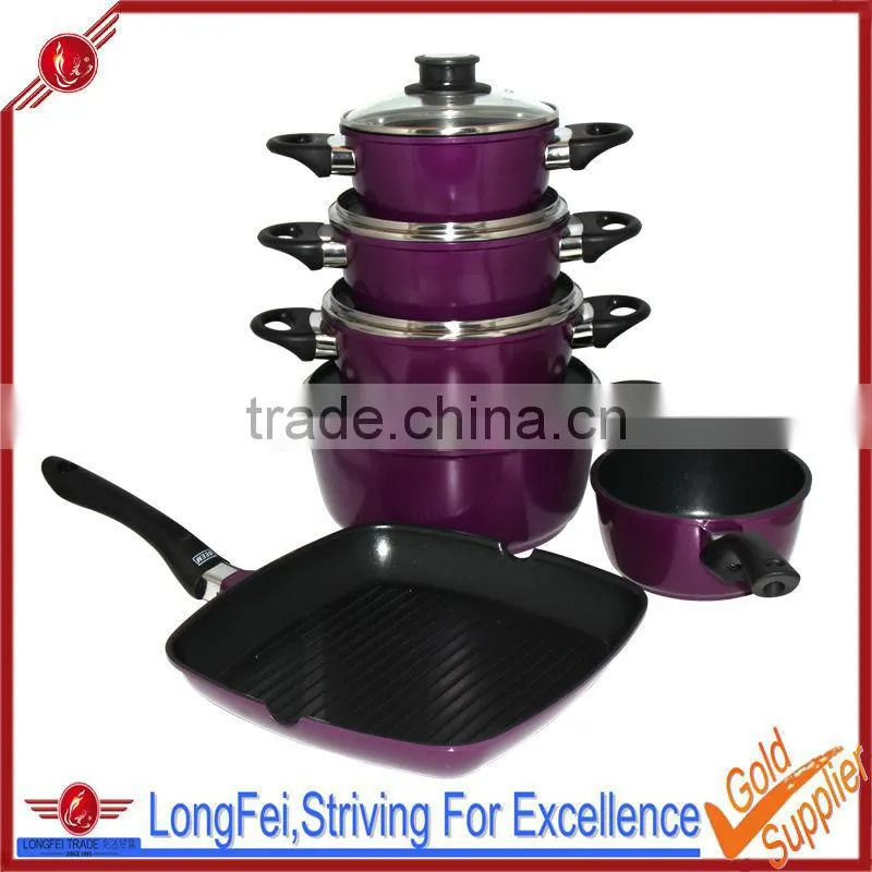 korea eco Die-cast aluminum ceramic colour cookware set with induction bottom