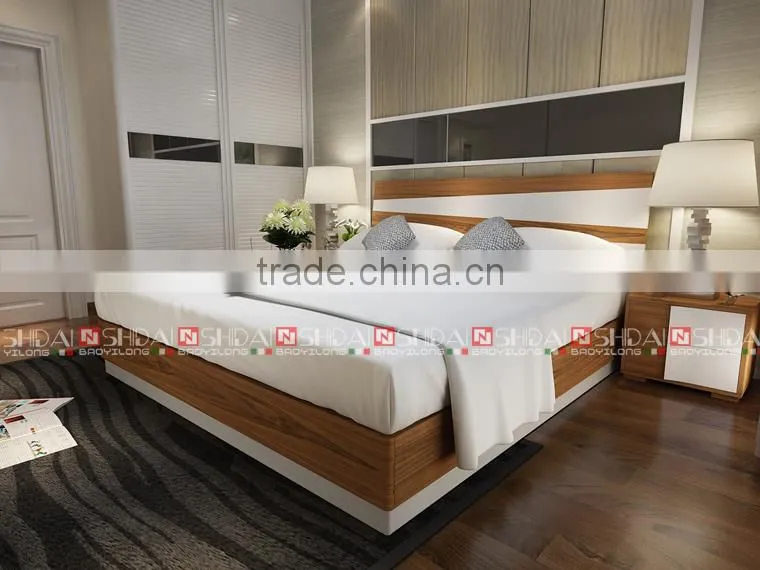 Modern Walnut and White Finished Bedroom Set Contemporary(QUEEN) B-818