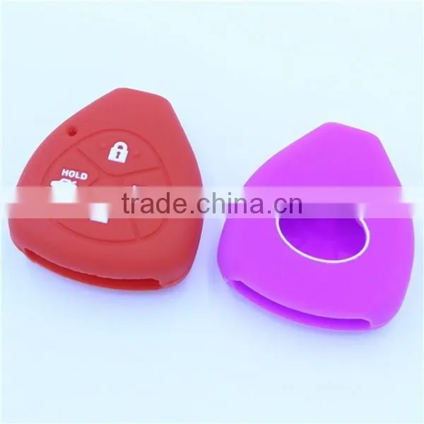 Triangle shaped Silicone car key shell with led light hole. fob key case for toyota 4 buttons