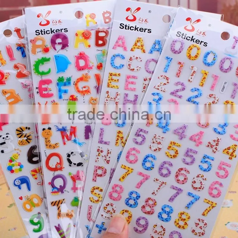 Cartoon Number Figures 3D Decoration Removable PVC Epoxy Sticker