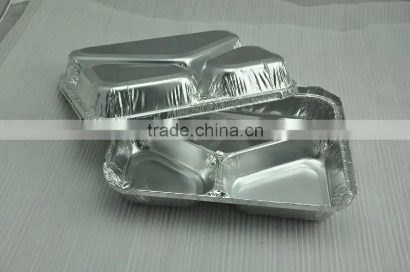 Oven and microwave safe flight meal aluminum tray with compartments