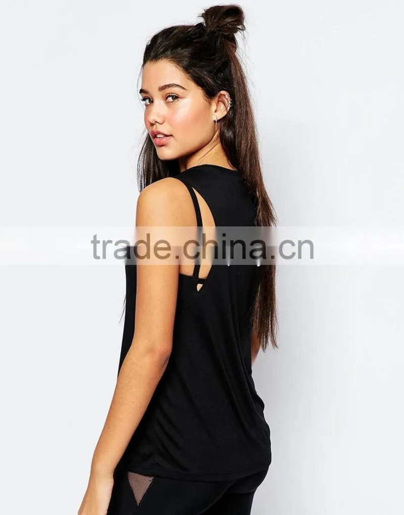 Ladies Sleeveless Crew Neck Private Party Fitness Tank Top